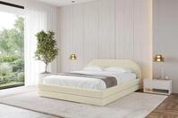 ALTDECOR Polsterbett mit Bettkasten - LERIS-v1 - 140x200 - Beige - Bett mit Matratze