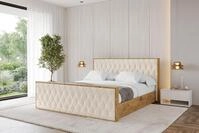 ALTDECOR Polsterbett mit Bettkasten - ENZO5-Z - 140x200 - Beige - Bett mit Matratze