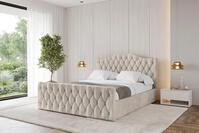 ALTDECOR Polsterbett mit Bettkasten - FALIO-Z - 200x200 - Beige - Bett mit Kopfteil