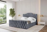 ALTDECOR Polsterbett mit Bettkasten - FALIO-Z - 200x200 - Grau - Bett mit Kopfteil