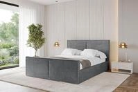 ALTDECOR Polsterbett mit Bettkasten - EMMI-Z - 140x200 - Dunkelgrau - Bett mit