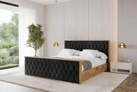 ALTDECOR Polsterbett mit Bettkasten - ENZO5-Z - 200x200 - Schwarz - Bett mit Matratze