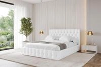 ALTDECOR Polsterbett mit Bettkasten - LARO - 120x200 - Wei&szlig; - Bett ohne Matratze,
