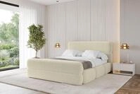 ALTDECOR Polsterbett mit Bettkasten - ELVA-Z - 200x200 - Beige - Bett mit Matratze