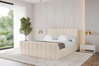 ALTDECOR Polsterbett mit Bettkasten - AMEA-Z - 200x200 - Beige - Bett mit Kopfteil