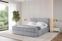 ALTDECOR Polsterbett mit Bettkasten - ENORA-Z - 120x200 - Grau - Bett mit Kopfteil