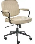 BELIANI B&uuml;rostuhl Beige aus Kunstleder Gepolstert Gesteppt Drehbar...