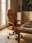 Designer B&uuml;rostuhl Bezug Echtleder Caramel Schreibtischstuhl bis 120 kg, XXL...