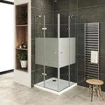 i-flair Eck-Duschkabine 80x100x180 cm aus teilsatiniertem 6 mm Sicherheitsglas...