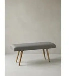 Sitzbank Stoff / Massivholz Bank Grau 117x51x38 cm im Retro Stil, 2er...