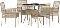 vidaXL Garten Essgruppe 5 stk. Beige Poly-Rattan