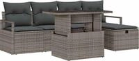 vidaXL Gartensofa-set 6 stk. Grau Poly-Rattan