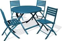 4-Sitzer-Garten-Essgruppe aus entenblauem Aluminium