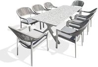 Gartenm&ouml;bel-Set 8-Sitzer aus Aluminium, wei&szlig;, stapelbar, mit R&uuml;ckenlehne aus