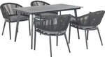 BELIANI Gartenm&ouml;bel Set Grau Aluminium Tisch 140x80 rechteckig in Steinoptik 4
