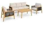 greemotion Gartenm&ouml;bel-Set Monaco 4-teilig Aluminium Holzoptik grau braun mit