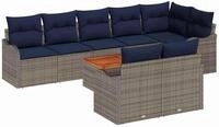 vidaXL Gartensofa-set 9 stk. Grau Poly-Rattan
