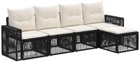 vidaXL Gartensofa-set 5 stk. Schwarz und Cremewei&szlig; Poly-Rattan