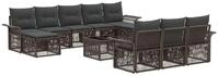 vidaXL Gartensofa-set 11 stk. Grau Poly-Rattan