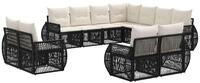 vidaXL Gartensofa-set 11 stk. Schwarz und Cremewei&szlig; Poly-Rattan