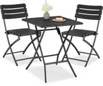 Relaxdays Balkonm&ouml;bel Set, 3-teilig, 1 Tisch & 2 St&uuml;hle, klappbar, Gartengarnitur