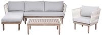 BELIANI 4-Sitzer Lounge Set Braun / Wei&szlig; Akazienholz Rustikales Design Outdoor