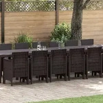 vidaXL Garten-Esszimmergarnitur mit Kissen mit Kissen 17 pcs Braun PP - Braun
