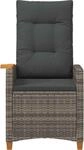 vidaXL Liegestuhl mit Teeteller Grau und Dunkelgrau Poly-Rattan