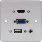 Lindy 60220, HDMI + VGA + USB A + 3.5mm, Wei&szlig;, Kunststoff, 86 mm, 86 mm - Wei&szlig;