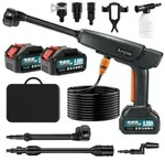 180Bar Akku Hochdruckreiniger mit 2&times;4000mAh Akkus, 6-in-1 Druck...