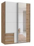 Schwebet&uuml;renschrank 2trg Kleiderschrank 135 cm Eiche Wei&szlig; Schubladen Spiegel /