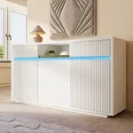STILVORA Sideboard mit LED und 2 Schubladen und 3 T&uuml;ren, Kommode mit...