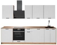 K&uuml;chenzeile Vicco Fame-Line Wei&szlig; Landhaus/Goldkraft Eiche 280 cm, AP Eiche,...