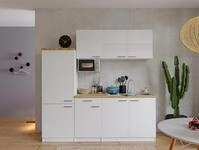 K&uuml;che K&uuml;chenzeile K&uuml;chenblock Einbauk&uuml;che Wei&szlig; Malia 210 cm, mit...