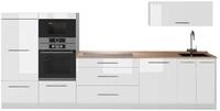 K&uuml;chenzeile Vicco Fame-Line Wei&szlig; Hochglanz/Wei&szlig; 340 cm, AP Eiche, Model 64543
