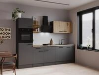 Respekta K&uuml;che K&uuml;chenzeile Oliver 280 cm mit Regal ohne K&uuml;hlschrank&ndash; Grau
