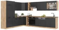 Eckk&uuml;che Vicco Fame-Line Dunkelgrau/Goldkraft Eiche 347 x 257 cm ohne...