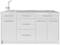 K&uuml;chenblock Vicco Fame-Line Wei&szlig; Hochglanz/Wei&szlig; 150 cm, AP Marmor, Model...