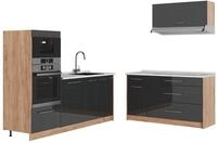 K&uuml;chenzeile Vicco Fame-Line Anthrazit Hochglanz/Goldkraft Eiche 340 cm, AP...
