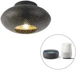 Smarte Deckenleuchte Schwarz mit Gold 25 cm inkl WLAN A60 Radiance - Schwarz
