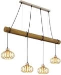 LED Pendelleuchte CALDWELL, Braun, Holz, h&ouml;henverstellbar, H 150 cm