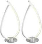 2x LED Tischleuchte, Metall, Silber matt, Schnurschalter, H 37,5 cm - Silber