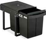 Relaxdays Einbaum&uuml;lleimer, 2 F&auml;cher, 2x 20 l, HxBxT: 41,3 x 34 x 51,8 cm,