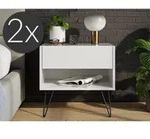 Posseik 2er Nachttisch-Set Industrial B 50 cm Wei&szlig; hochglanz