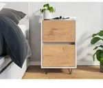 Posseik Nachttisch Industrial A 40 cm Wei&szlig; & Eiche Front