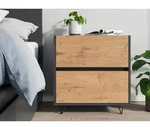 Posseik Nachttisch Industrial A 60 cm Grafit & Eiche Front