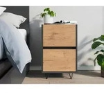 Posseik Nachttisch Industrial A 40 cm Grafit & Eiche Front