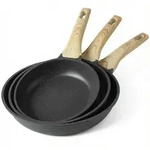Antihaft Bratpfannen Set 3tlg. Grau 24+26+28cm Induktionsgeeignet