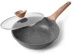 Bratpfanne mit Deckel 24cm, Antihaftbeschichtet, Granit, f&uuml;r Induktion & Gas