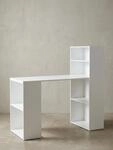Schreibtisch WL5.692 mit Regal 120 x 120 x 53 cm Wei&szlig; Matt Holz Modern,